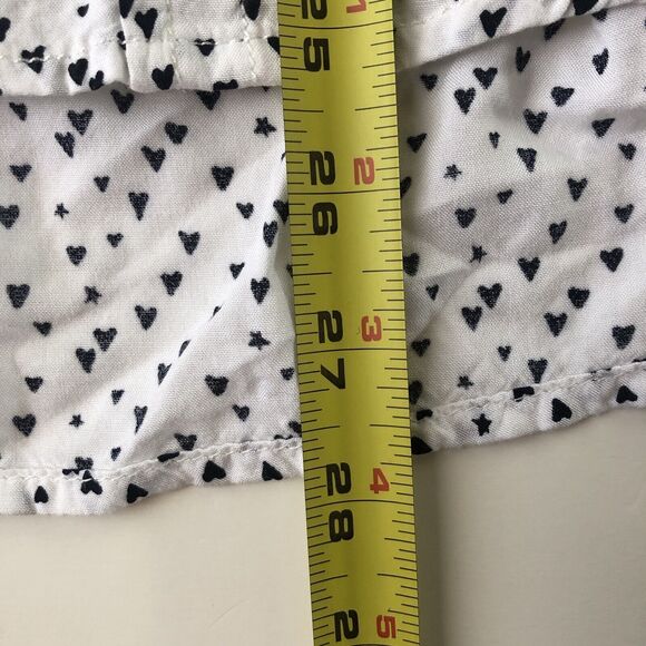 Beach Lunch Lounge White Black Heart Print Sleeveless Button Down Blouse Large - Picture 11 of 11